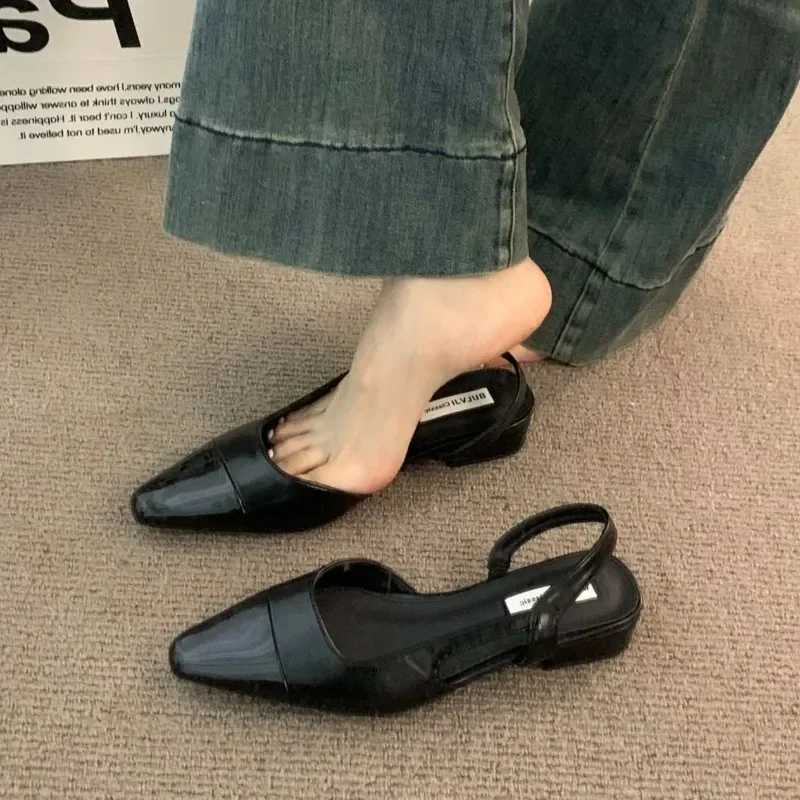 sandals for wen french nude pointed toe small fragrance style elegant low heel ladies sandals high quality zapatos de mujer Y250304