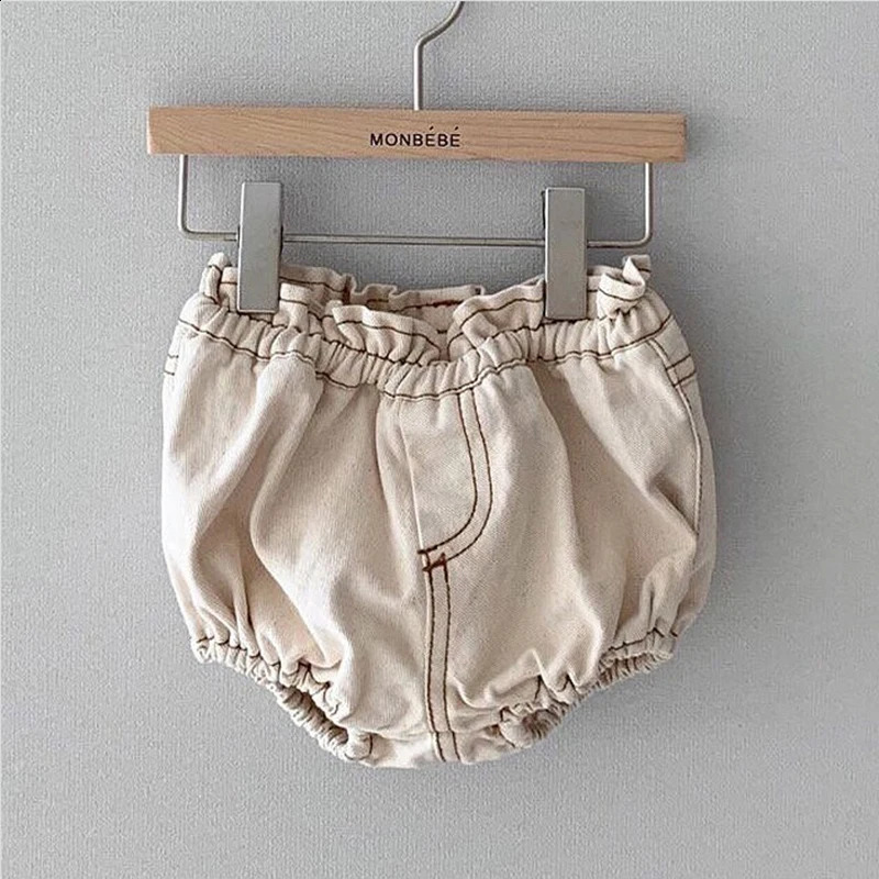 Casual Denim Baby Bubbles Ruffles Elastics Waist born Bloomers Cozy Cotton Toddler Short Pants Children Trousers 6m 12m 24m 250304