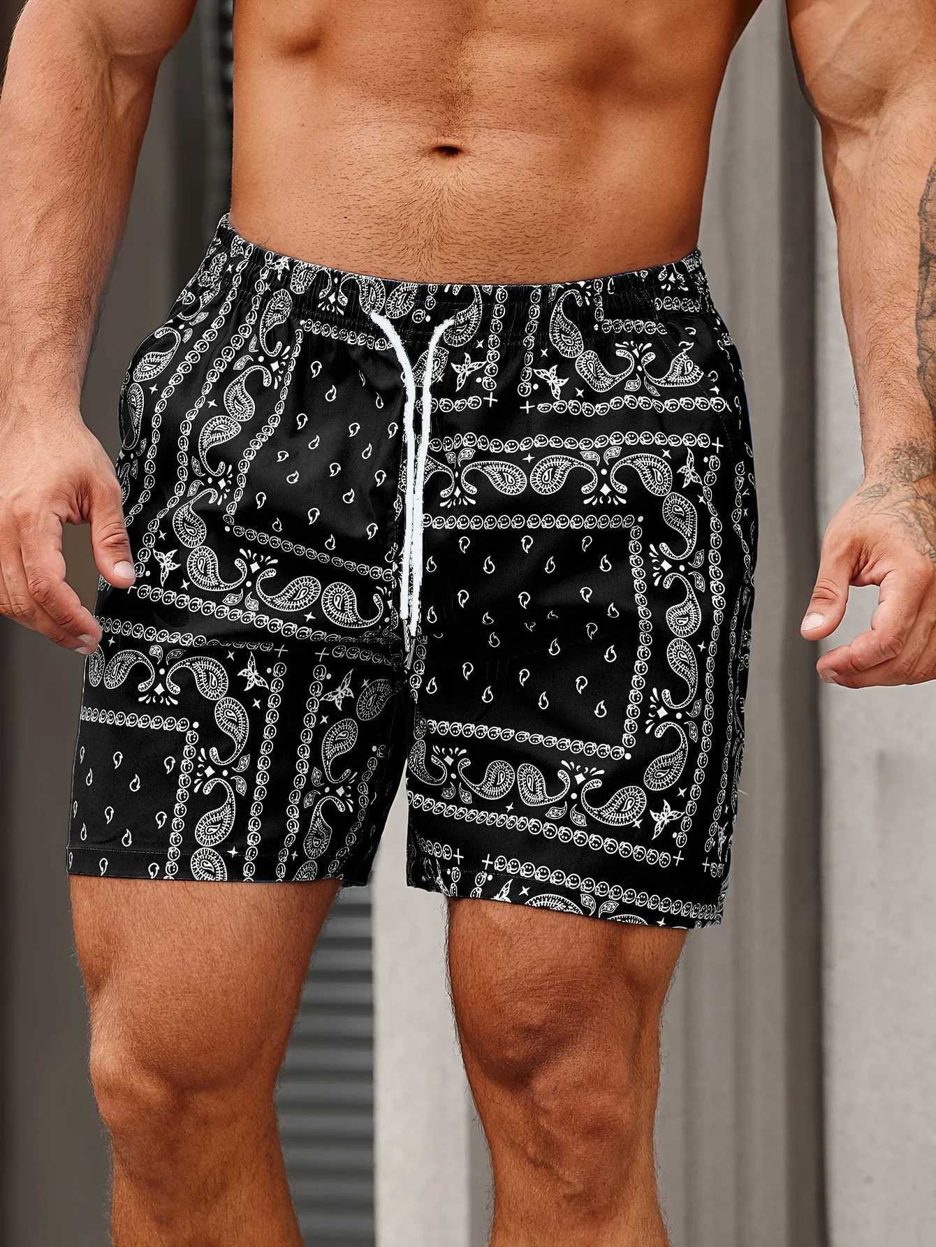 Paisley Mens Shorts Quick Drying Hawaiian Surf Shorts Casual Pattern Drawstring Outdoor Shorts Summer Vacation Beach Men PantsXJ250304