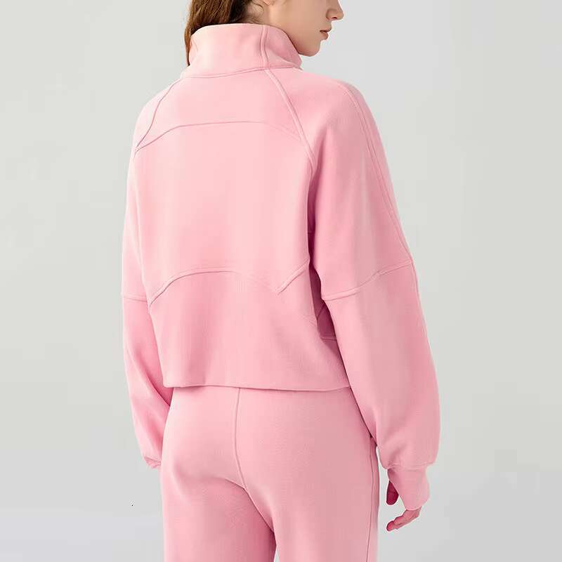Custom Womens Sweatshirts Half Zip Cropped Pullover Fleece Quarter Zipper Hoodies Fall Outfits Clothes Matched With Straight Leg