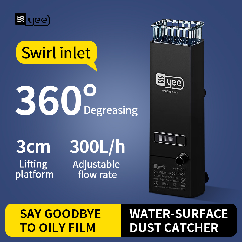 3W Aquarium Surface Oil Skimmer Filter Mini Mute Auto Oil Film Processor Remove Tool for Fish Tank Water Filtration 220-240V EU