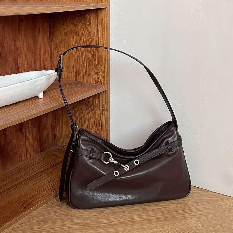 Vegetable Tanned Sheepskin Commuting Tote 2025 New Crossbody With Genuine Leather Texture, Single Shoulder Bag, Women's Armpit Bag