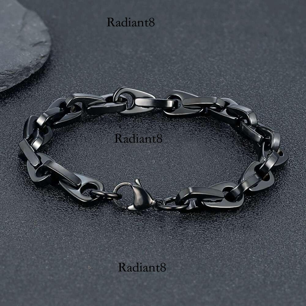 ENDN Punk Heavy Horseshoe k Bracelets for Men Vintage Oxidized Clip Chain Wristband Chunky Jewelry