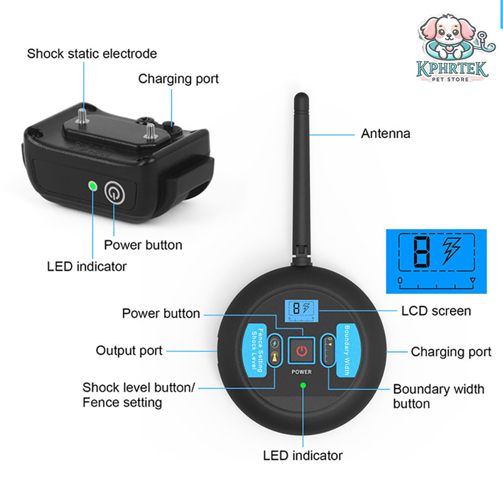 For 3 Dogs Wireless Electronic Pet Fence Invisible Charging Fence Anti-Loss Electric Shock Barking Device