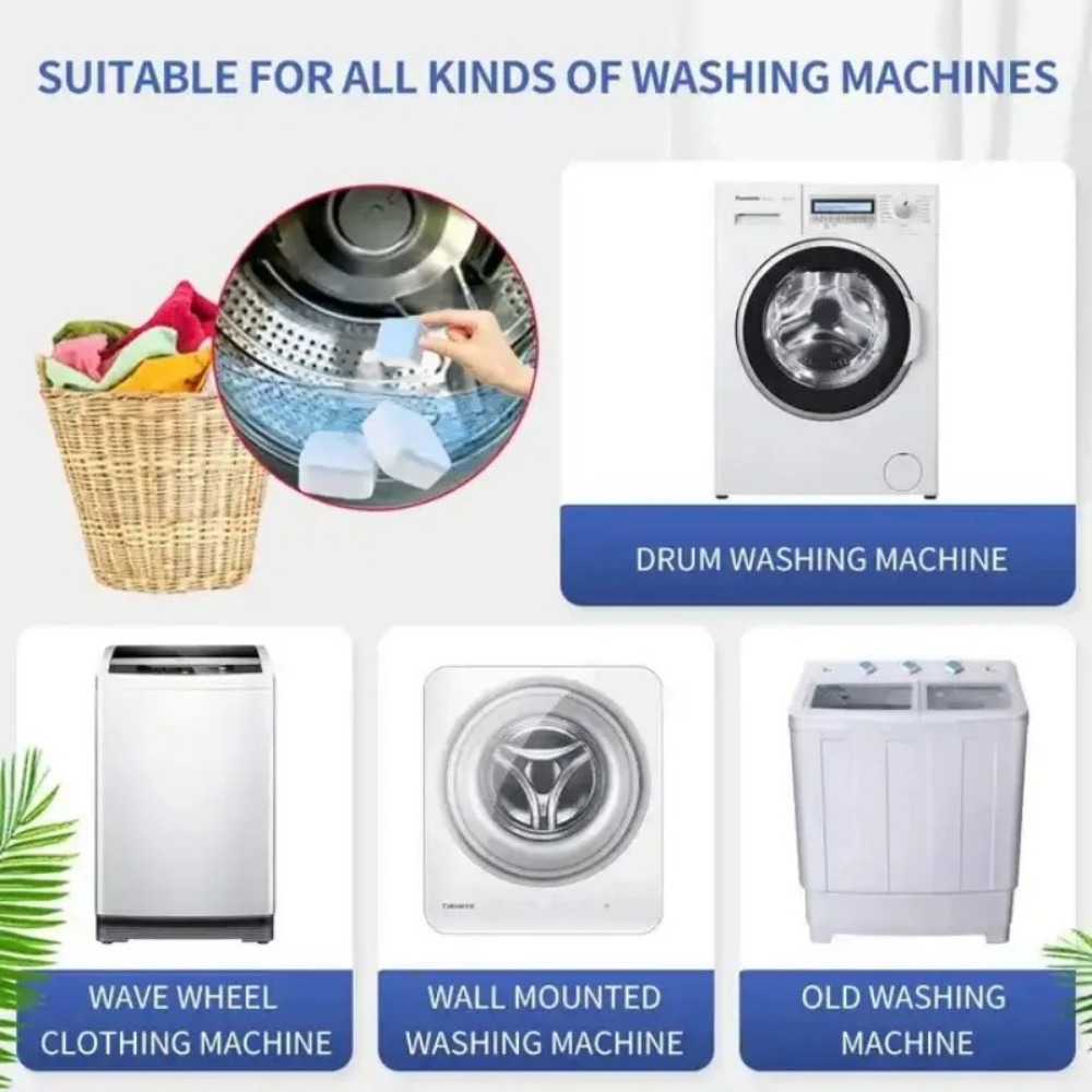 4/12PCS Washing Machine Effervescent Tablets Detergent Laundry Deep Cleaning Deodorizing Tablets Washer Fluid Cleaner For Home