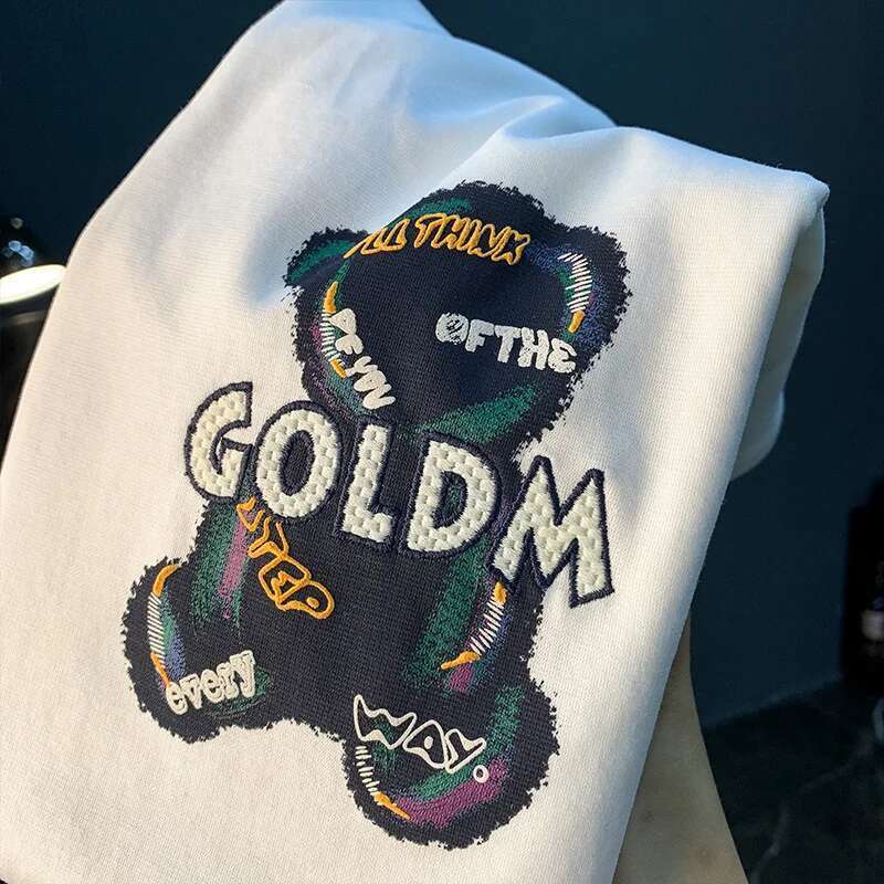 High-End T-Shirt 2025 Summer Thin Embroidery Printed Short-Sleeved Clothes Crew Neck Casual Fashion Elastic Men's Clothing