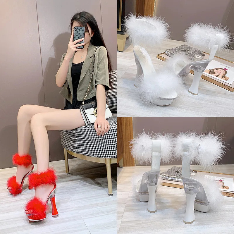 Black platform sandals block boots set womens beige summer shoes large-sized Espadrillles short and chubby nude comfortable sexy fur plastic 250228