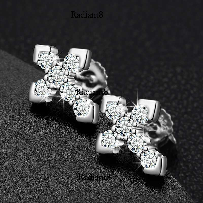 Moissanite Earrings Trend New 2.3mm Design Cross Stud Religion Earring for Women Men Sterg Sier Fine Jewelry 2022