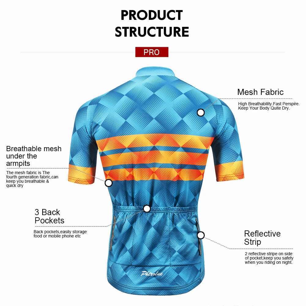 PRO men's cycling sweatshirt, sports suit, short sleeved, breathable, UV resistant