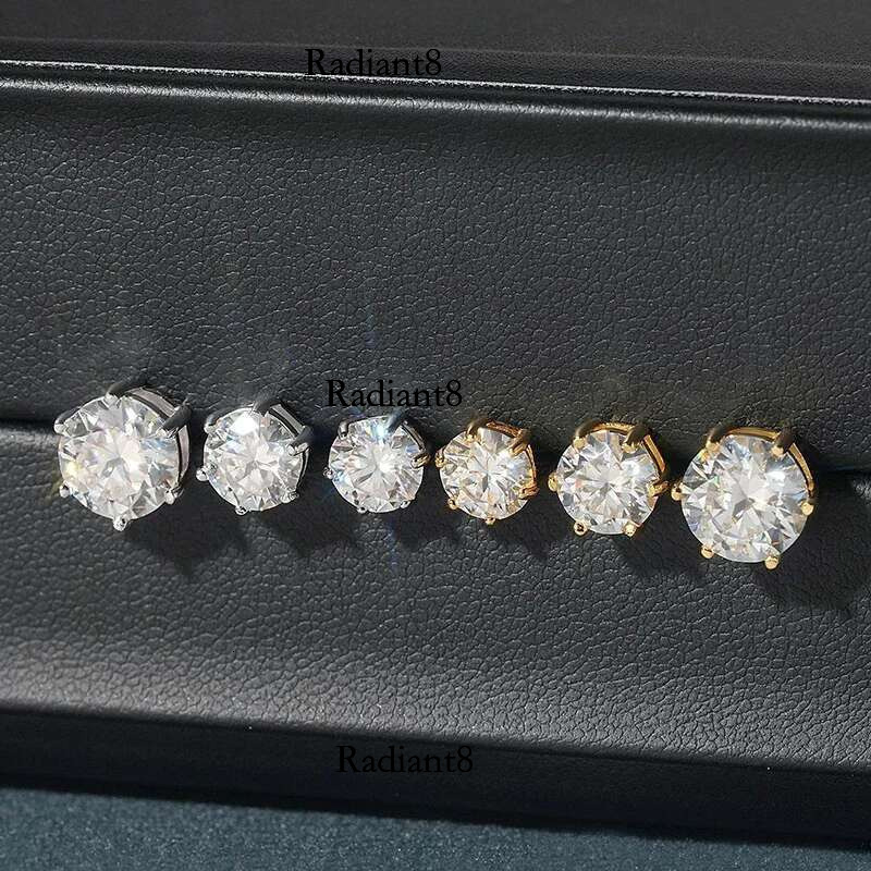 2 GRA Certificates Moissanite Studs Earrings Pass Dia tester Pen For Men Women Sier Plated Wedding Gemstone