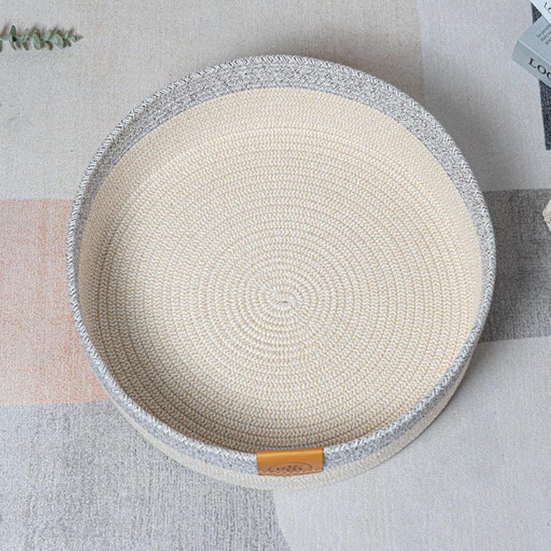 Woven Cat Basket Comfortable Pet Nest Kitten Sleeping Basket Scratching Board Mat Indoor Soft Cotton Rope Scratching Nap Bed