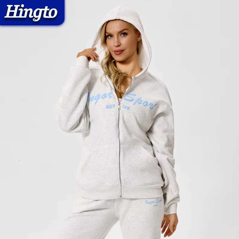 Wholesale Cotton 50% Polyester Winter Women Zipper Hoodie 330 Gsm Zip Up Plus Size Women's Hoodies And Sweatshirts
