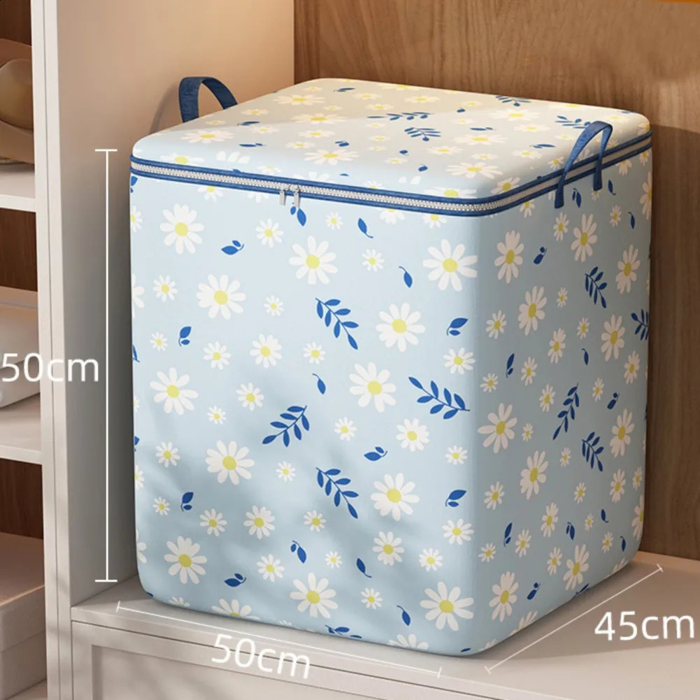 Ship from US Quilt Storage Bag Large Capacity Daisy Clothes Box DustProof MoistureProof Fabric Moving 250305FBB