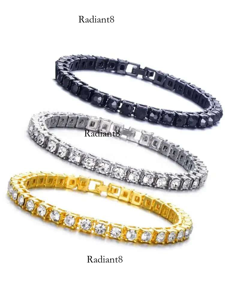 1 Row 5mm Round Zirconia Tennis Bracelet For Women/men 8/9/10inch Rhie Chain Gold Color Black Red Hip Hop Wedding Jewelry