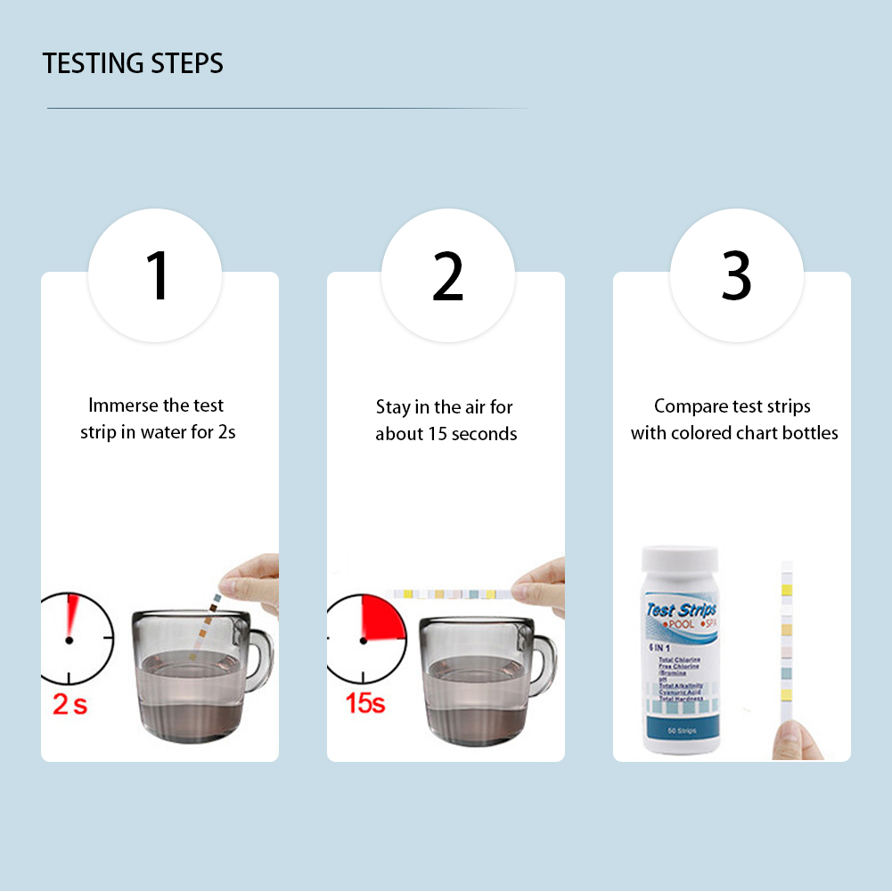 50/100pcs Water Test PH Strip 7-in-1 Residual Chlorine Value Alkalinity Hardness Tester For Aquarium/Fish Tank/Swimming Pool/Spa