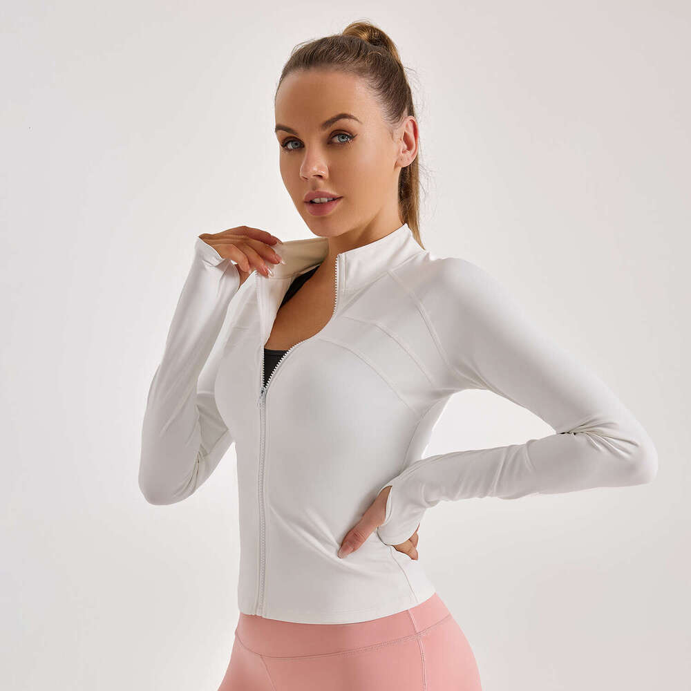 Zone Large Zipper Coat Elastic Tight Sports Top European Slim Fit Yoga Dress For Women KLMY