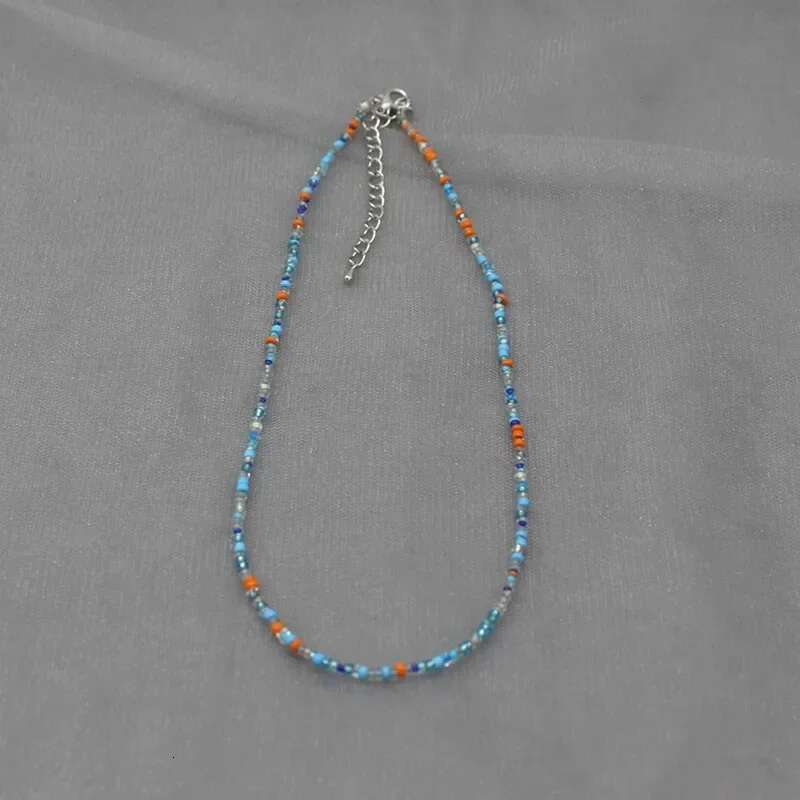 Bohemia Handmade Rainbow Seed Beads Simple Choker Necklace Candy Color Neck Chain Women's Wild Sweet Colorful Collar Jewelry
