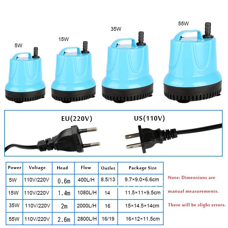 220V EU Water pump Fish tank submersible filter Bottom Bottom manure for pump suction aquarium change pump pump Water
