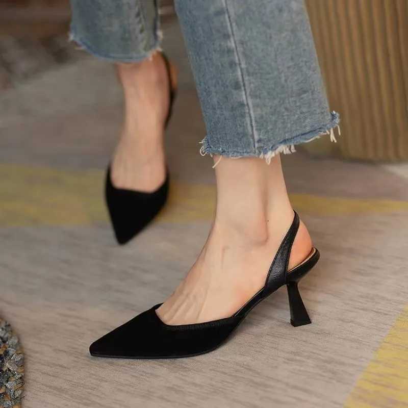 Sexy Pointed Toe Sandals Fem Fairy Style Summer 2024 New All-mah Thin Heel Slingback Temperament Wen Shoes High Heel Y250304