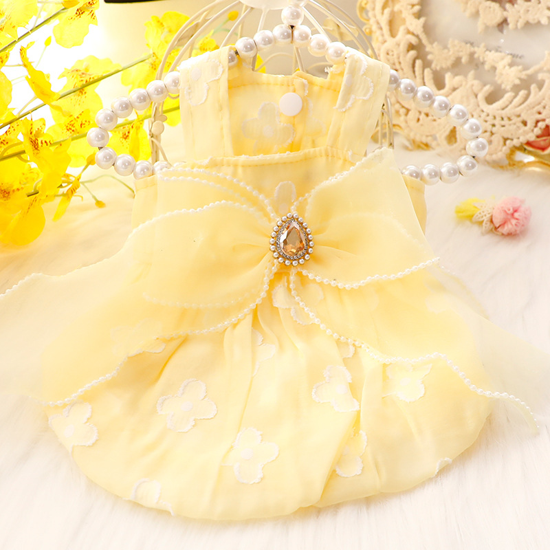 Dog Princess Dress Elegant Small Dog Apparel Spring Summer for Teddy Clothes