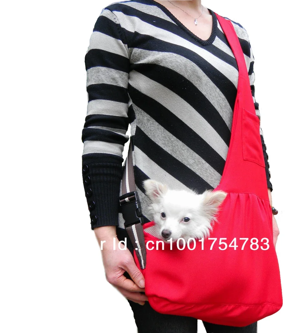Pet Dog Red Sling Carrier Canvas Bag Dogs Carrier Bag Pet Carriers Outdoor Storage Supplies Soft Travel Bag drop shipping