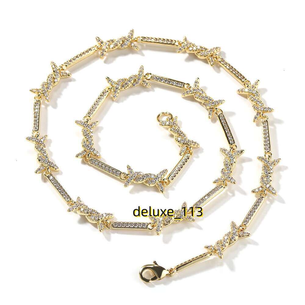 2.6mm Hiphop Fashion New In Thorn Fine Iron Wire Knot Chains Personalized Full Iced Out Cubic Moissanite Prong Set Creative Mens Rapper Necklace Colla