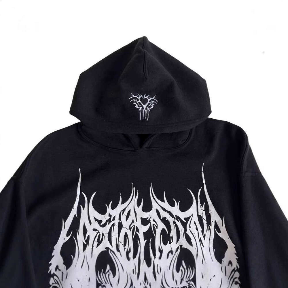 Y2K Dark Wind Creative Printed Design Rock Punk High Street Hoodie Long Sleeve Top