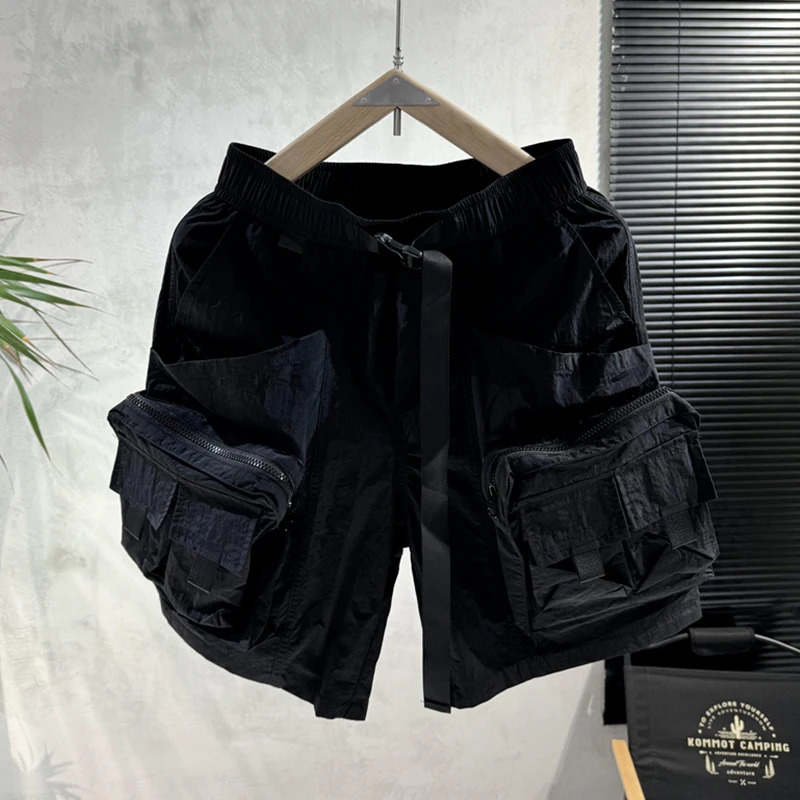 Summer Multi-pocket Cargo Shorts Men Trendy Outdoor Functional Quick-drying Straight Pants Versatile Loose Five-quarter Pants 250304