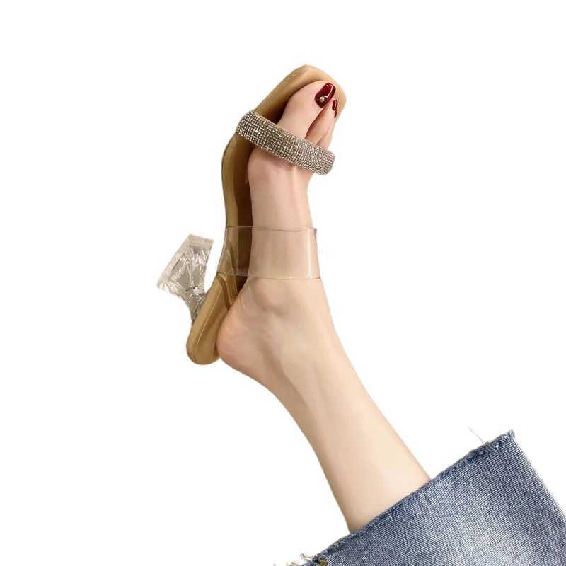 Square in water diamond Shoes Transparent Sexy Wen Sandals High H Sandals Crystal Pumps Shoes summer new Shoes Y250304