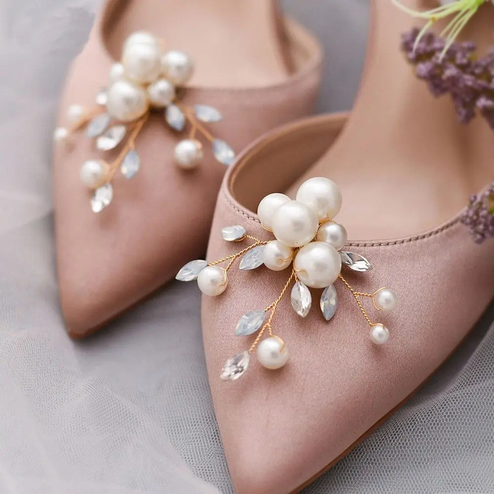 1PC Removable Wedding Shoes Decorations Bag PendantBrooch Crystal Pearls Charm Buckle Handmade Alloy Flower Shoes Clip 250218