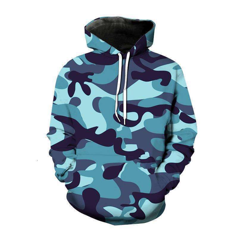 Hooded colorful camouflage suit with 3D digital printing men's hoodie