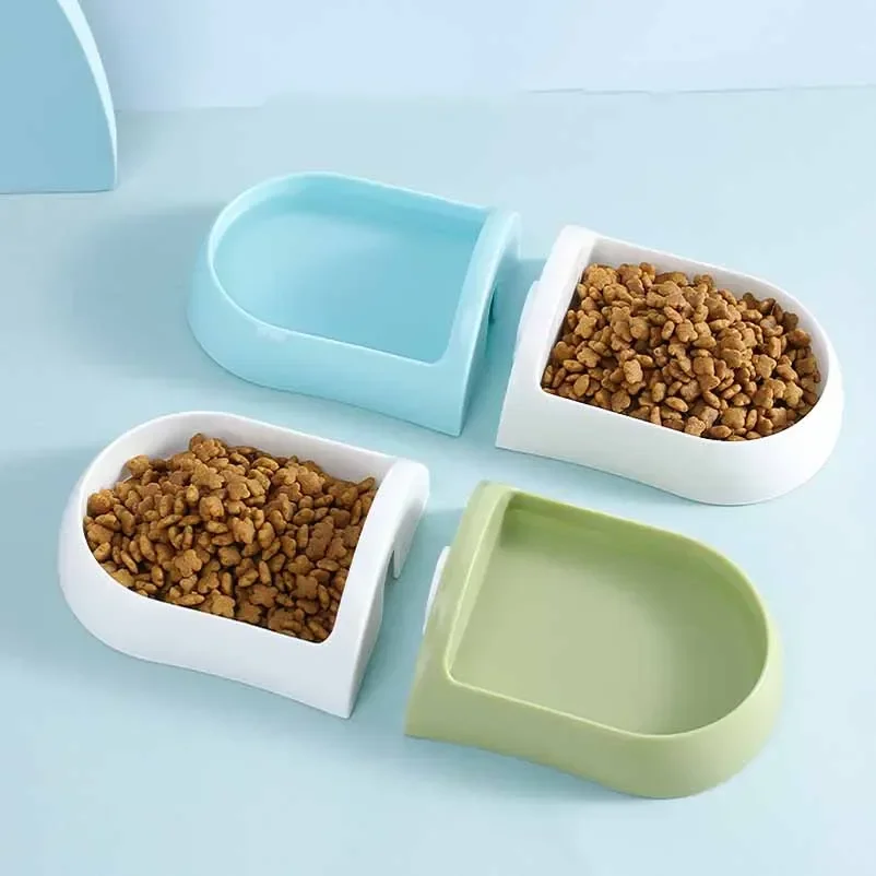 Plastic Cat Bowls Combination Capsule Color Matching Double Bowl Oval Cat Water Bowl Dog Feeding Bowl Kitten Supplies Easy Clean