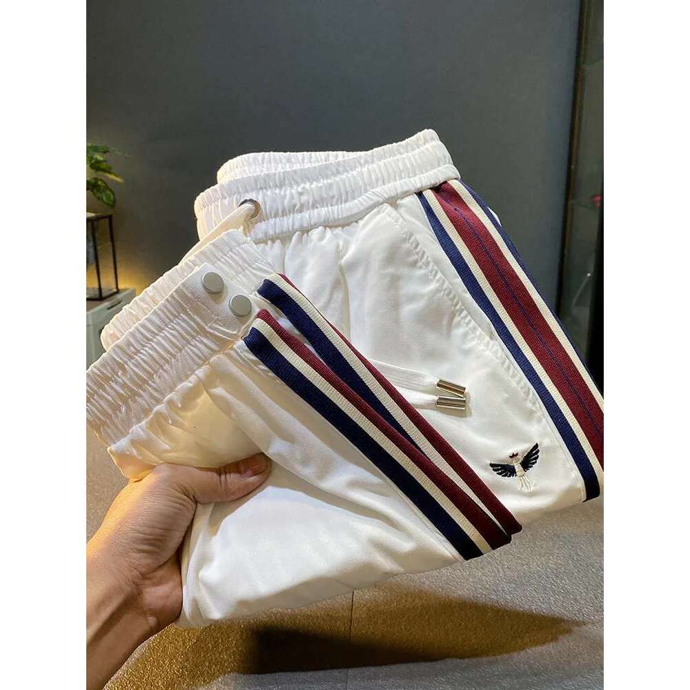 Thin And Soft Track Sweatpants Men's Summer Cool Quick-Drying Casual Silky Breathable Ankle Length Jogger Pants