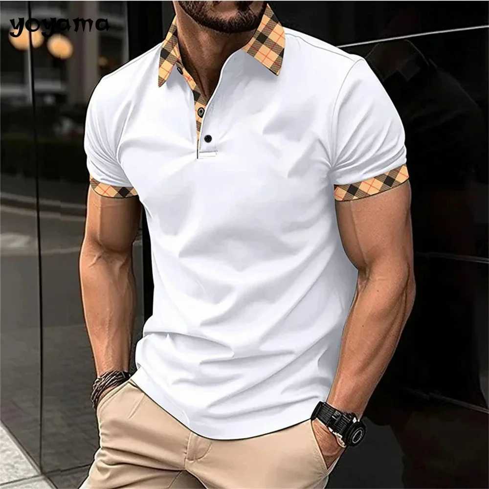 Solid Coloured Printed Polo Mens Clothing Simple 3D Print T-shirts for Men Breathable Mens Short Sleeve Polo Casual Loose TopsT250225