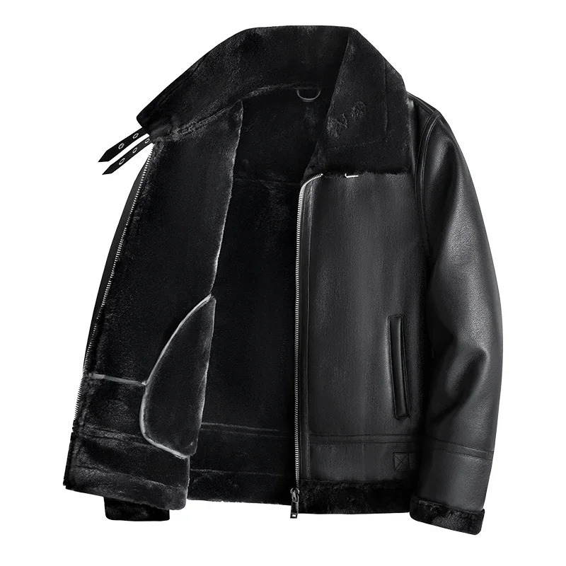 Warm Cashmere Leather Coat Thickened Sheepskin Mens Fur Lamb Wool Jackets y250225