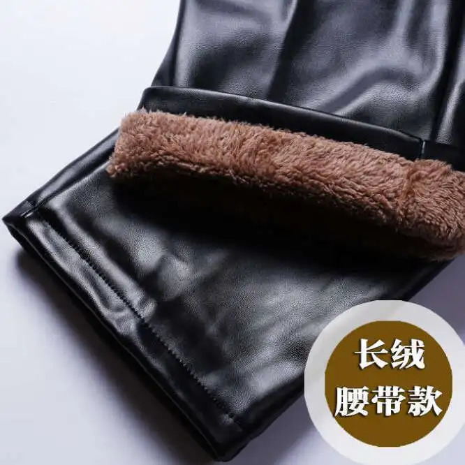 2203 Winter Thick Warm Faux Leather Pants For Men Plus Size PU Fleece Fashion Motorcycle Joggers Windproof 29 250304
