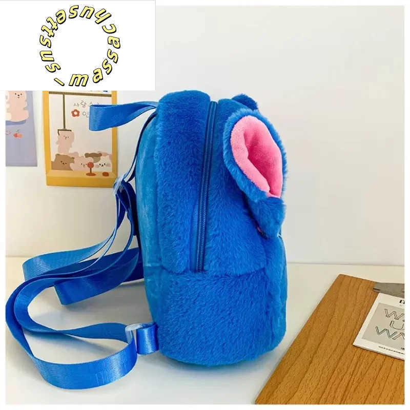 Backpacks New Plush Backpack Ins Japanese Blue Stitch Funny Cartoon Large-Capacity Student Backpack Kindergarten Bag Child Gift Y250305UK7I