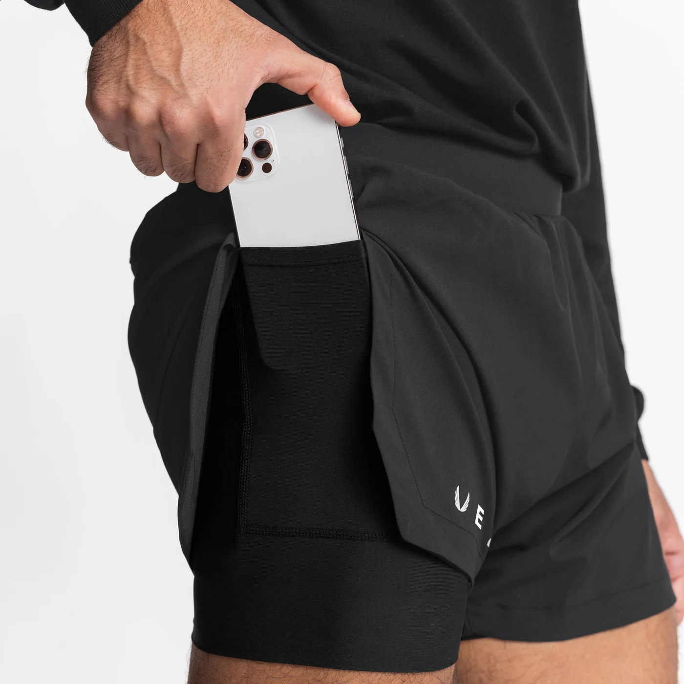Summer Quick Dry Fitness Running Shorts Mens Stretch Gym Bodybuilding Mesh Breathable Training Doublelayer 2in1 Short Pants 250305