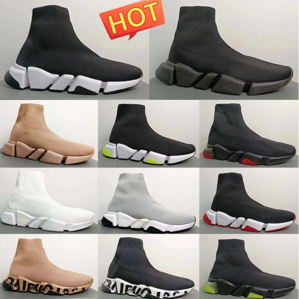 Designer Paris shoes Sock Shoes For Me Women Triple-S black White Red Breathable Sneakers Race Runner Shoes Balencai shoes Glitter Knitted Triple Sneaker Lace-up V46T