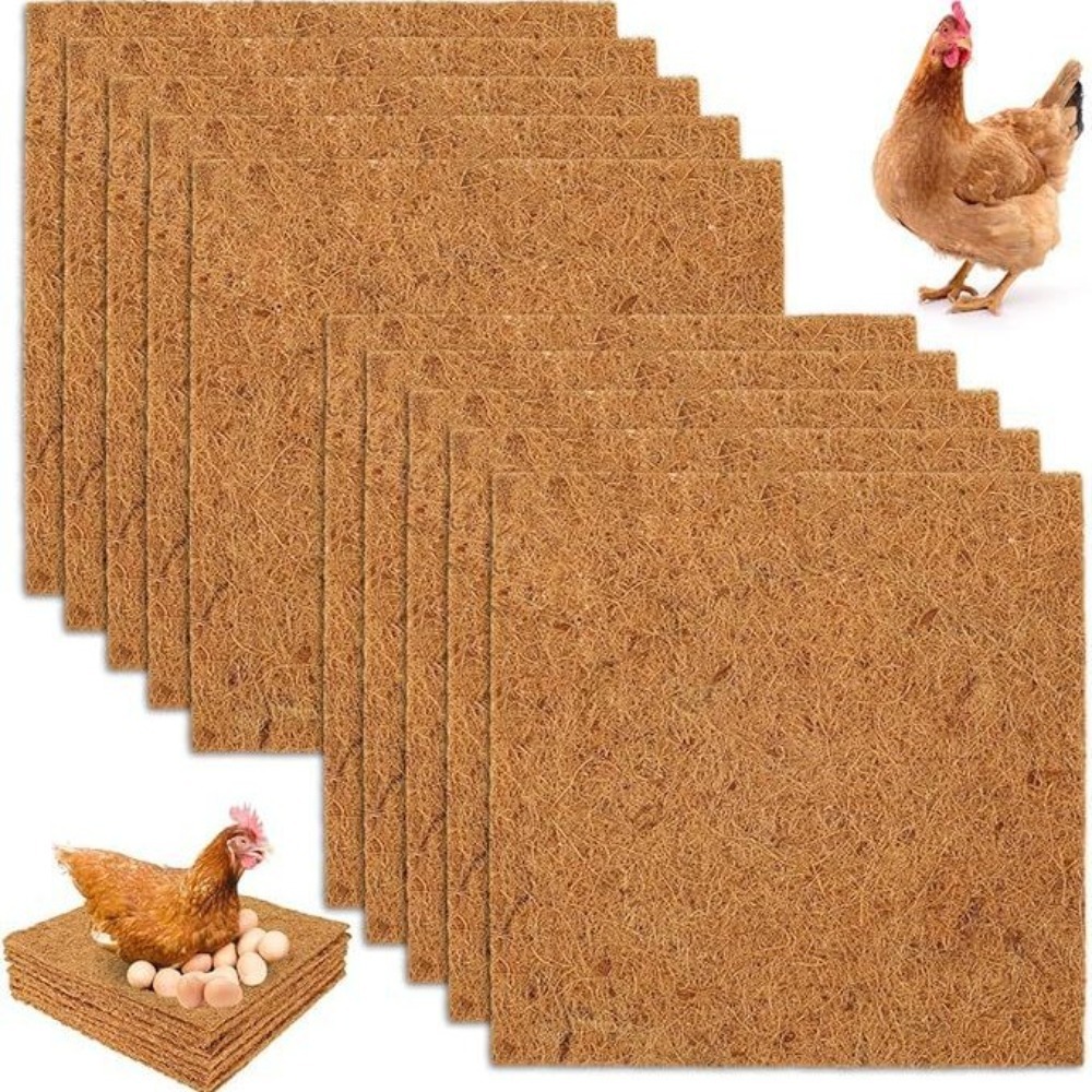 6Pcs Natural Coconut Coir Chicken Hatch Pads Freeze-proof Dry Hens Bedding Mat Square Reusable Reptile Box Mat Farm