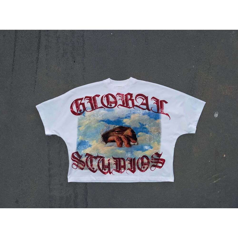 Y2K American rock short sleeved cotton T-shirt art print design round neck crop top