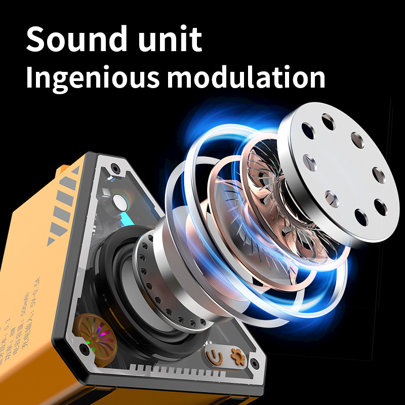 V2 Mech-Style Bluetooth 5.3 Speaker: 360° Bass Boost, RGB Lights, 5H Playtime | Portable Compact Soundbar for Outdoor/Desktop (52mm Drivers, 500mAh)