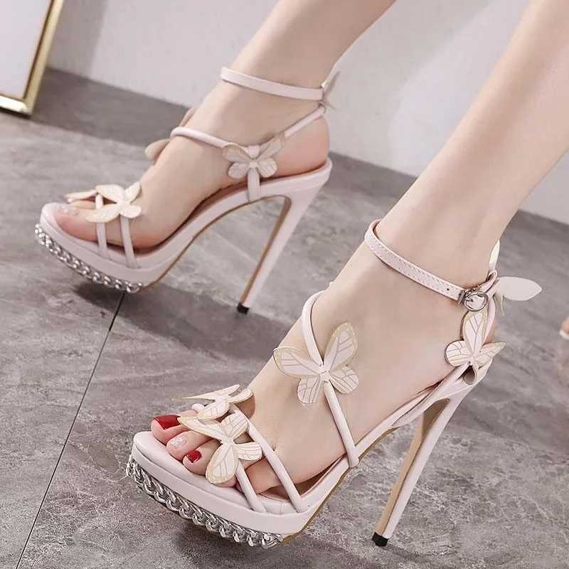 Sexy Stiletto Womens Sandals Narrow Band Butterfly 14cm Super High Heels Sandals Ladies Heels Shoes Summer High QualityXJ2500305