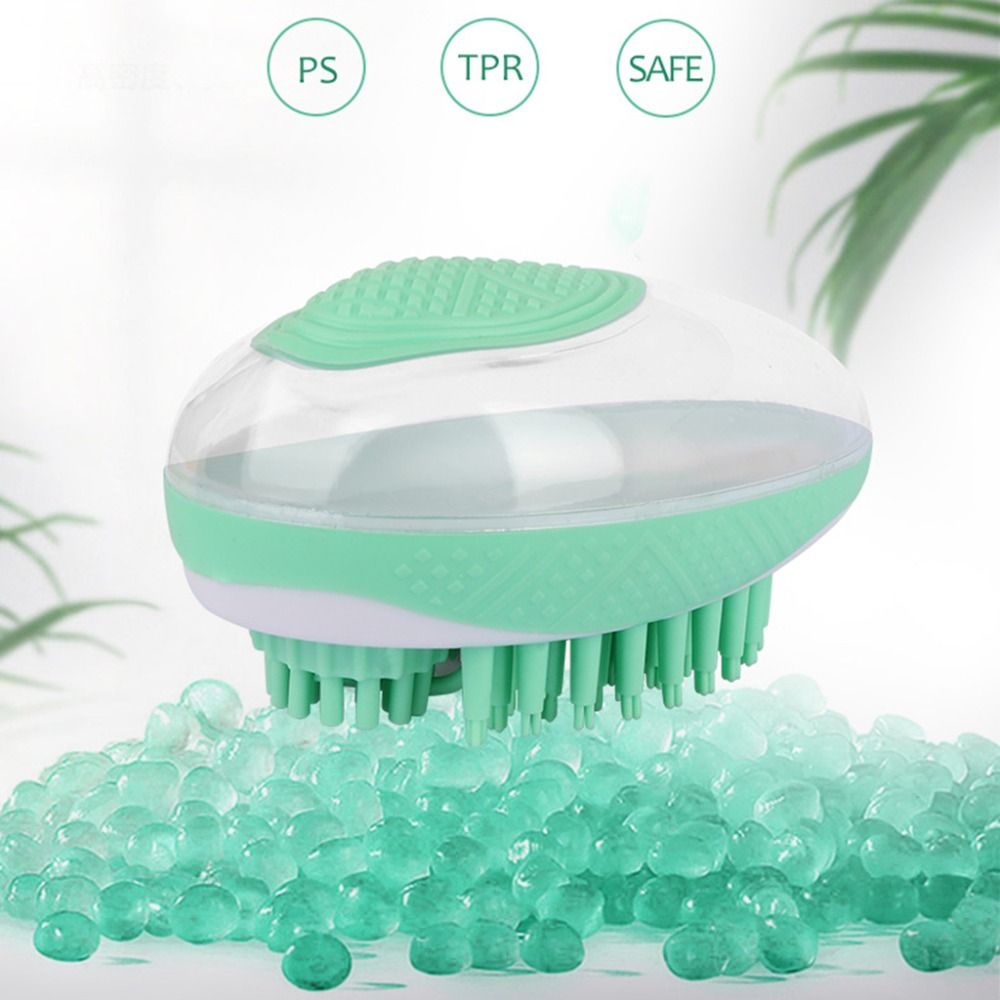 Soft with Shampoo Dispenser Dog Bath Brush Comb Silicone Quiet Cat Massage Brush Portable 2 In 1 Pet Shower Comb Pet
