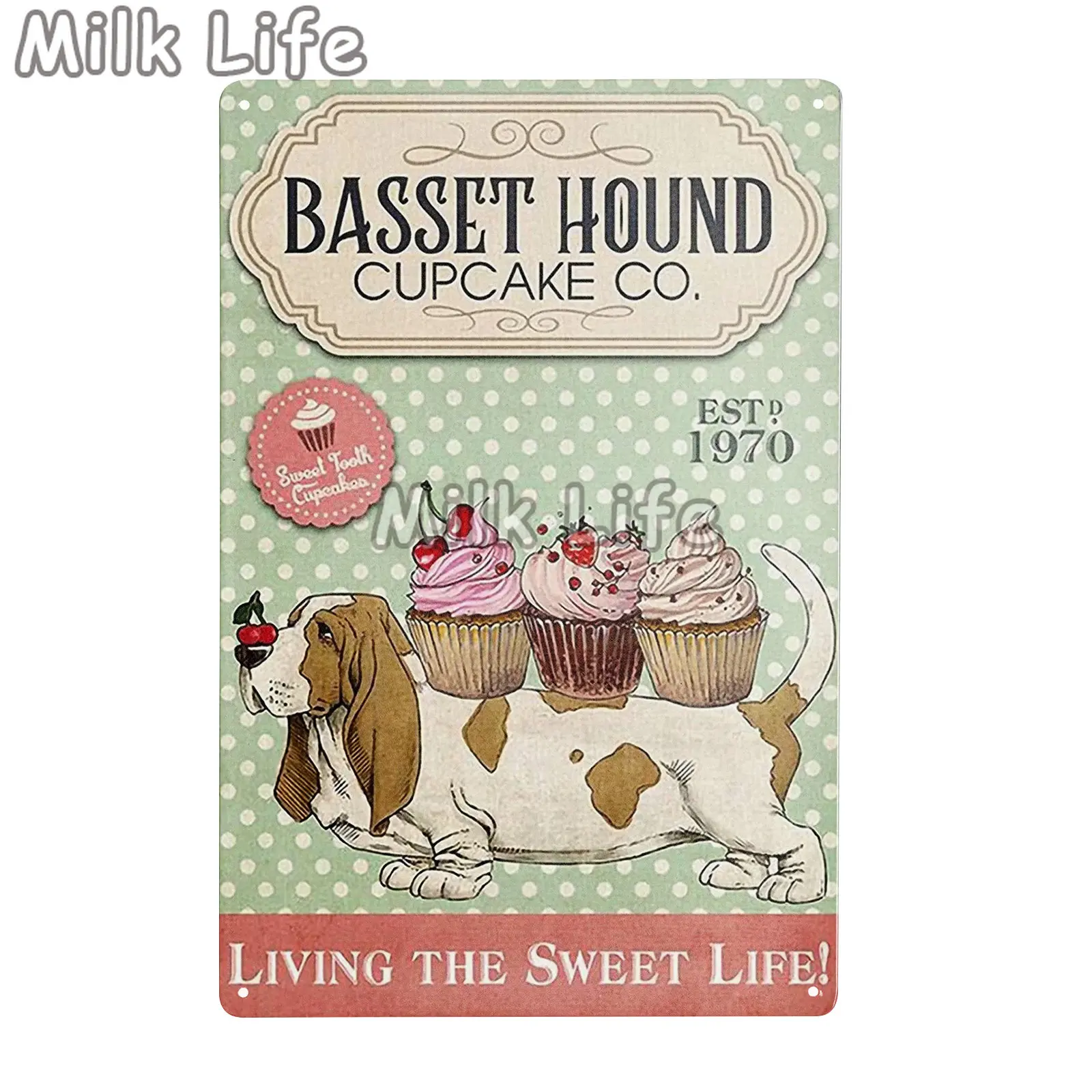 Basset Hound Dog Metal Sign Tin Poster for Home Room Bar Pub Cafe Kitchen Pet Shop Restaurant Wall Art Painting Decor 20*30 CM