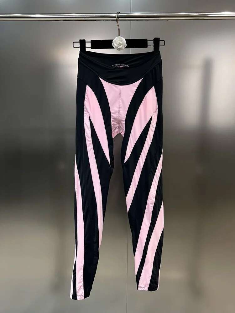 DEAT 2025 Autumn Fashion Contrast Color Patchwork Design Pants For Women High Elastic Waist Trousers Female Casual New 11Xx5075