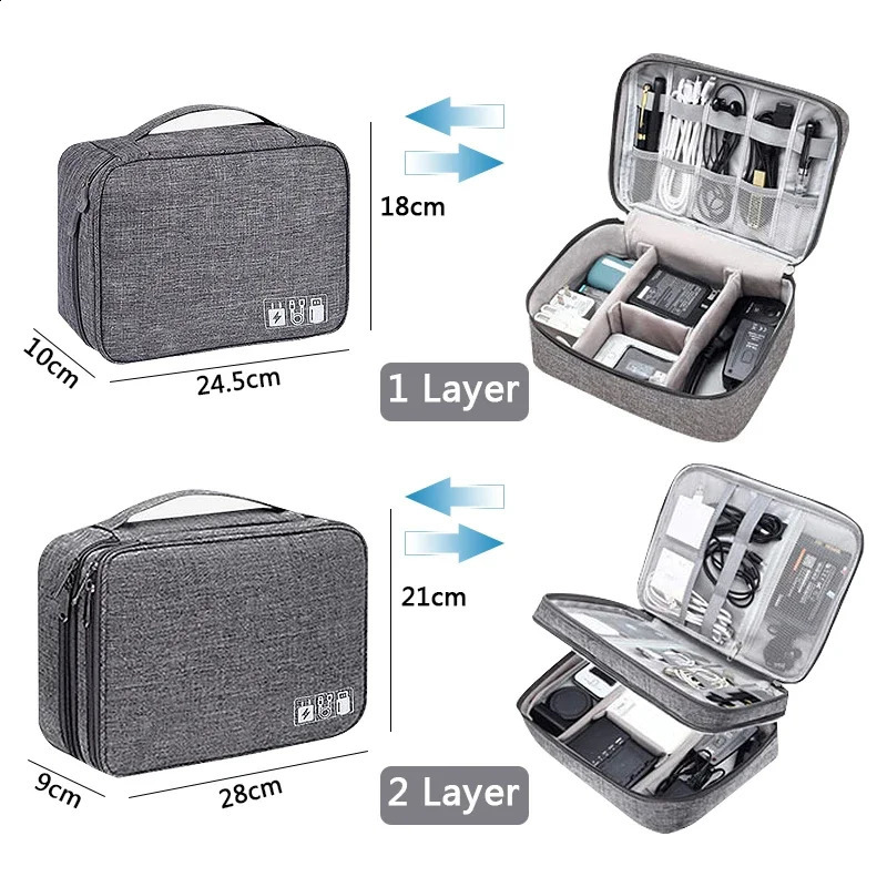 Ship from US Cable Storage Bag Waterproof Digital Electronic Organizer Portable USB Data Line Charger Plug Travel 250305FBB