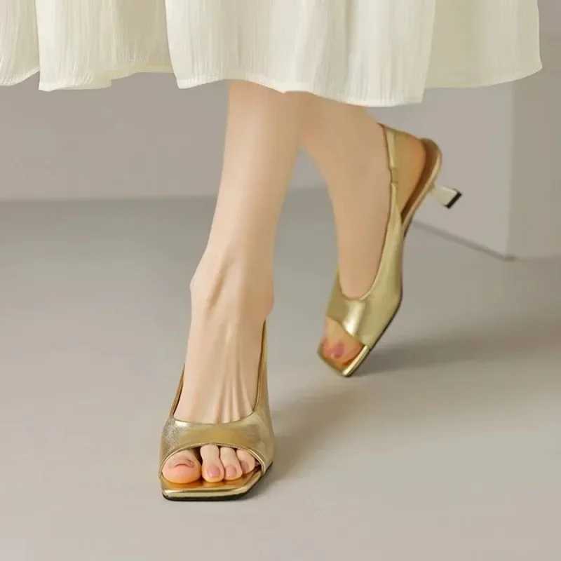 Summer Slim H Square Open Toe Wens High H 2024 Fi Dress Hanging Strap Sexy Wens High Heel Sandals Y250304