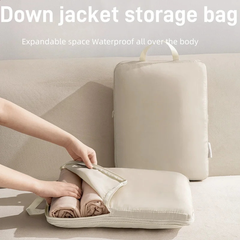 Ship from US Double layer compressed laundry bag travel luggage mobile packaging and organizing down jacket storage 250305FBB