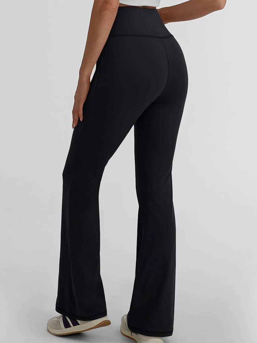 Women s High Waist Yoga Leggings with Tummy Control and Flare Leg for Bootcut Style Solid Color Pants 250304